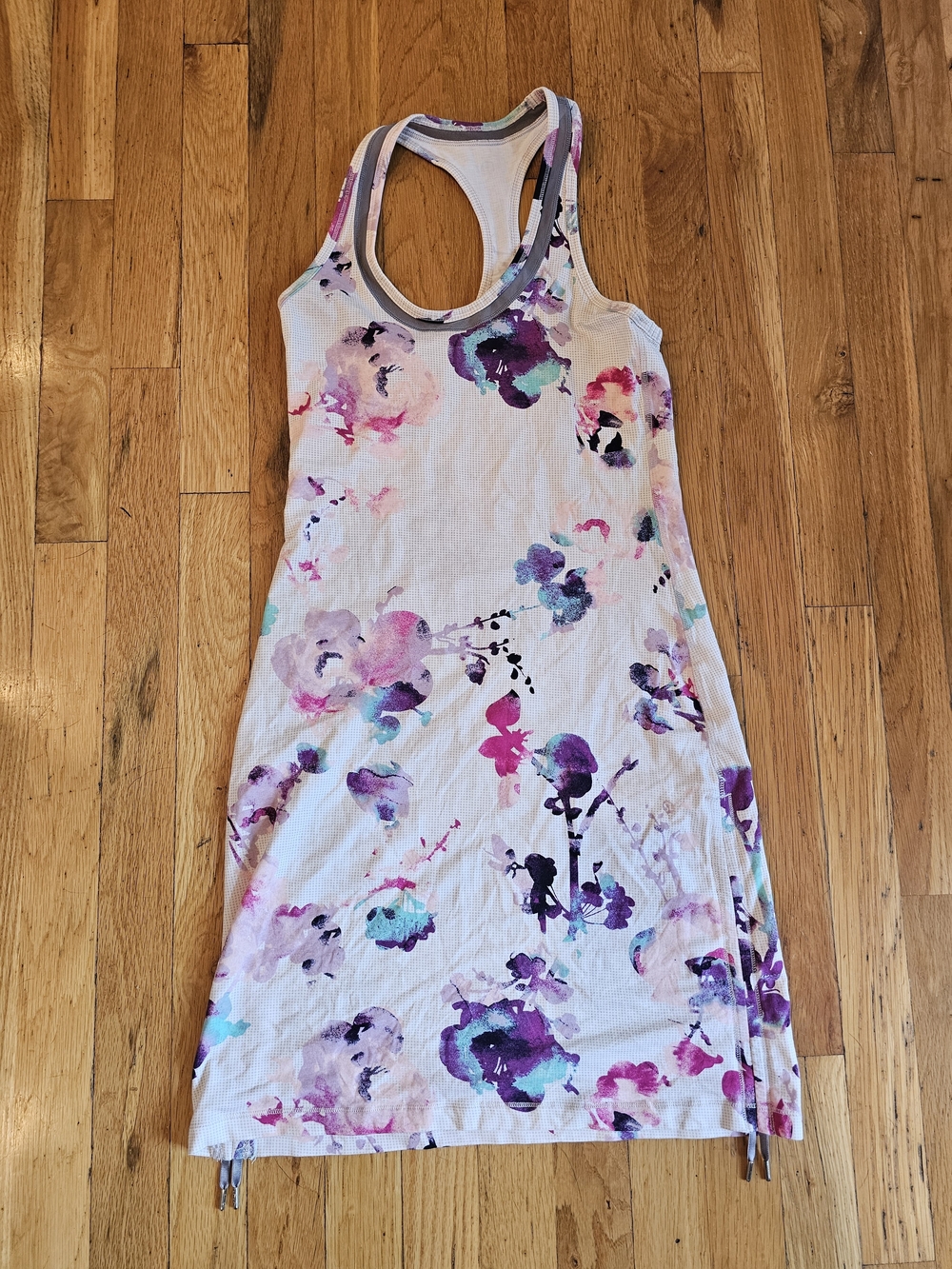 lululemon athletica White Floral Racerback Dress with Purple and Pink Accents